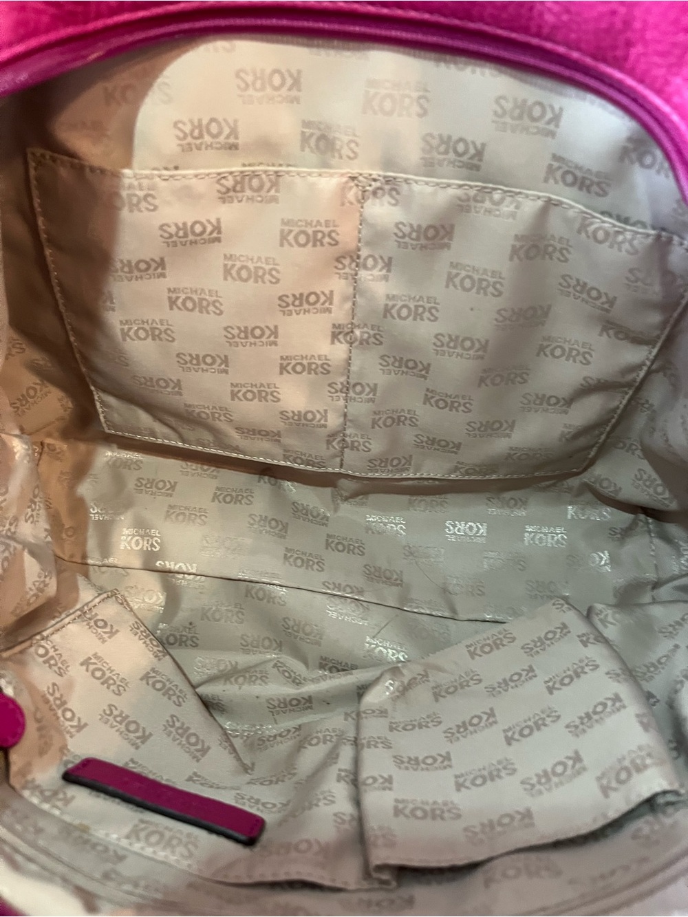 Michael Kors Fuchsia Leather Tote with Gold Chain Details - Picture 5 of 15